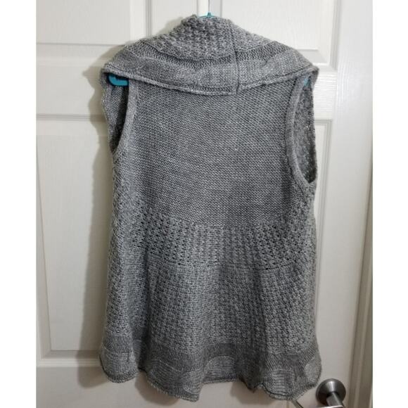 Entro Grey cable knit shawl collar cardigan sweater size medium - Picture 2 of 4